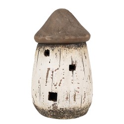 Clayre & Eef Figurine décorative Maison Ø 11x17 cm Blanc Marron Bois