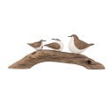 Clayre & Eef Decoratie Beeld Vogels 35x5x12 cm Bruin Wit Hout