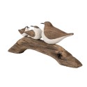 Clayre & Eef Decoratie Beeld Vogels 35x5x12 cm Bruin Wit Hout