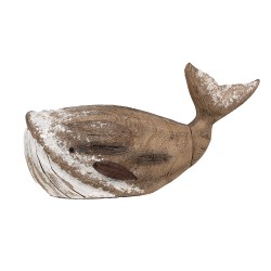 Clayre & Eef Figurine décorative Baleine 21 cm Marron Blanc Bois