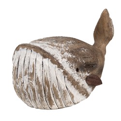 Clayre & Eef Figurine décorative Baleine 21 cm Marron Blanc Bois