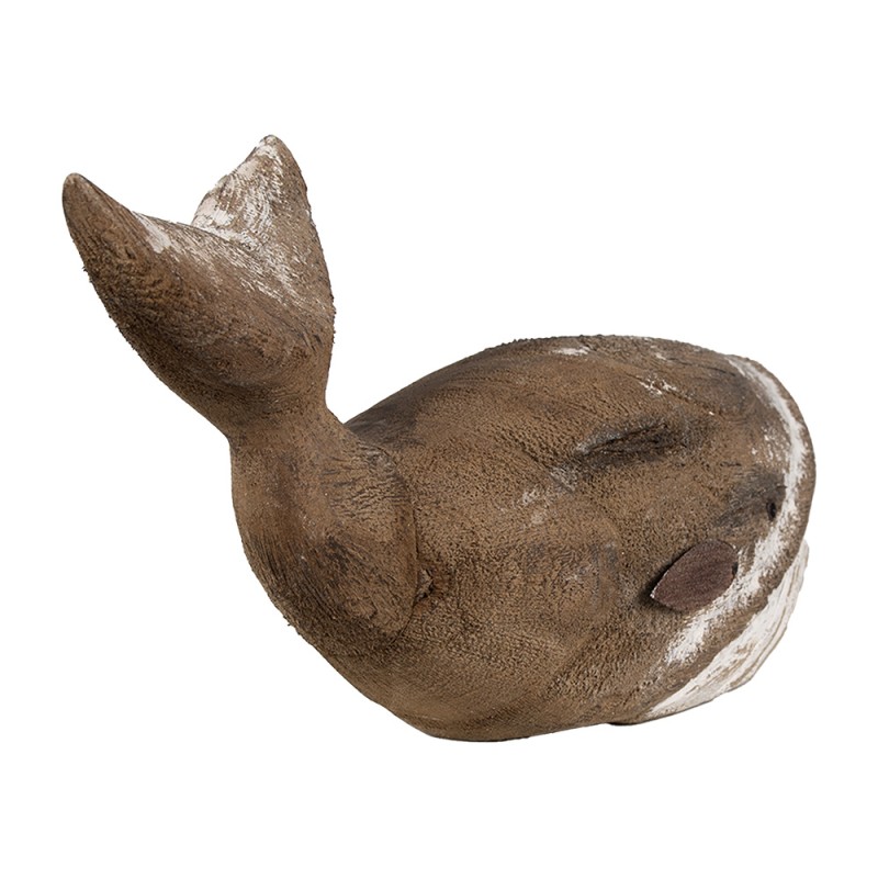 Clayre & Eef Decoratie Beeld Walvis 21 cm Bruin Wit Hout