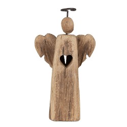 Clayre & Eef Decoratie Beeld Engel 22 cm Bruin Hout