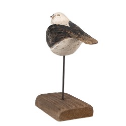 Clayre & Eef Decoratie Beeld Vogel 13 cm Wit Zwart Hout