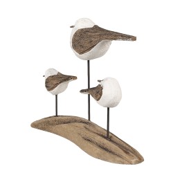 Clayre & Eef Dekorationsfigur Vögel 17x5x14 cm Braun Weiß Holz