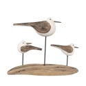 Clayre & Eef Figurine décorative Oiseaux 17x5x14 cm Marron Blanc Bois