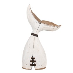 Clayre & Eef Statuetta decorativa Balena 45 cm Bianco Marrone  Legno