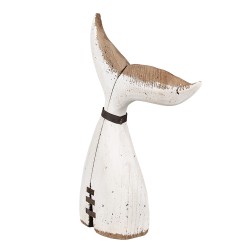 Clayre & Eef Figurine décorative Baleine 45 cm Blanc Marron Bois