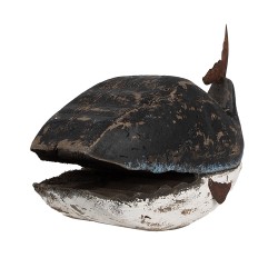 Clayre & Eef Figurine décorative Baleine 23 cm Noir Blanc Bois