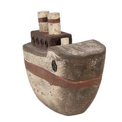 Clayre & Eef Decorative Model Boat 12 cm Beige Brown Wood Iron