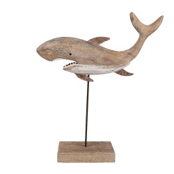 Clayre & Eef Statuetta decorativa Squalo 37 cm Marrone Legno