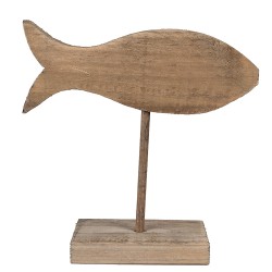 Clayre & Eef Statuetta Pesce 20 cm Marrone Legno