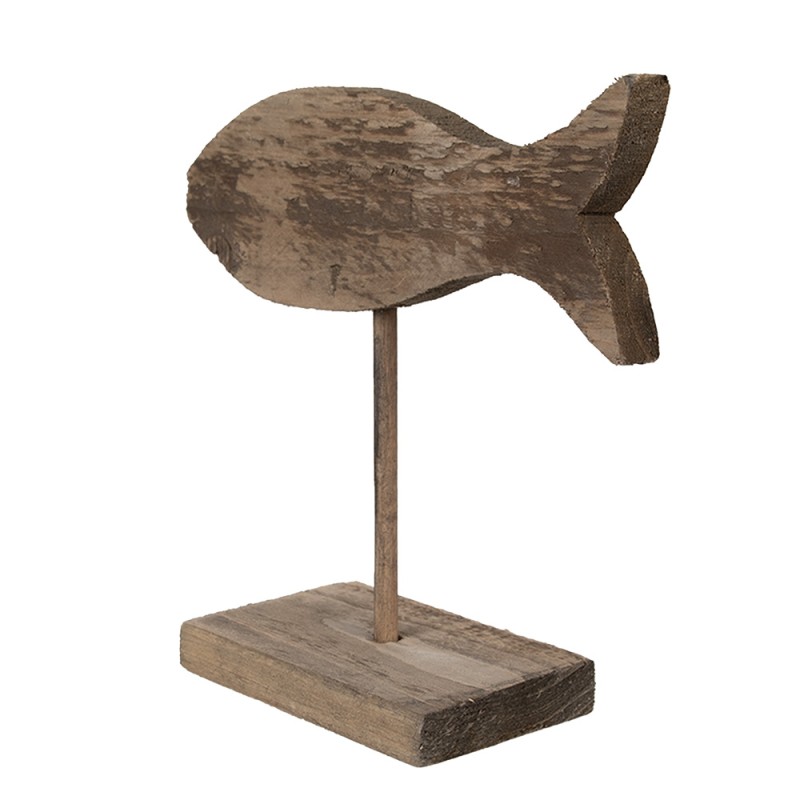 Clayre & Eef Beeld Vis 20 cm Bruin Hout