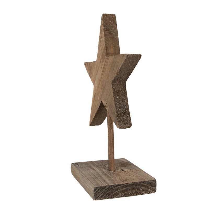 Clayre & Eef Decoratie Beeld Ster 15x8x21 cm Bruin Hout