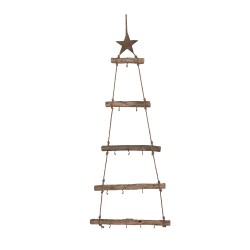 Clayre & Eef Hangende ladder Kerstbomen 46x5x110 cm Bruin Hout