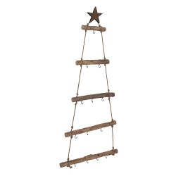 Clayre & Eef Hangende ladder Kerstbomen 46x5x110 cm Bruin Hout