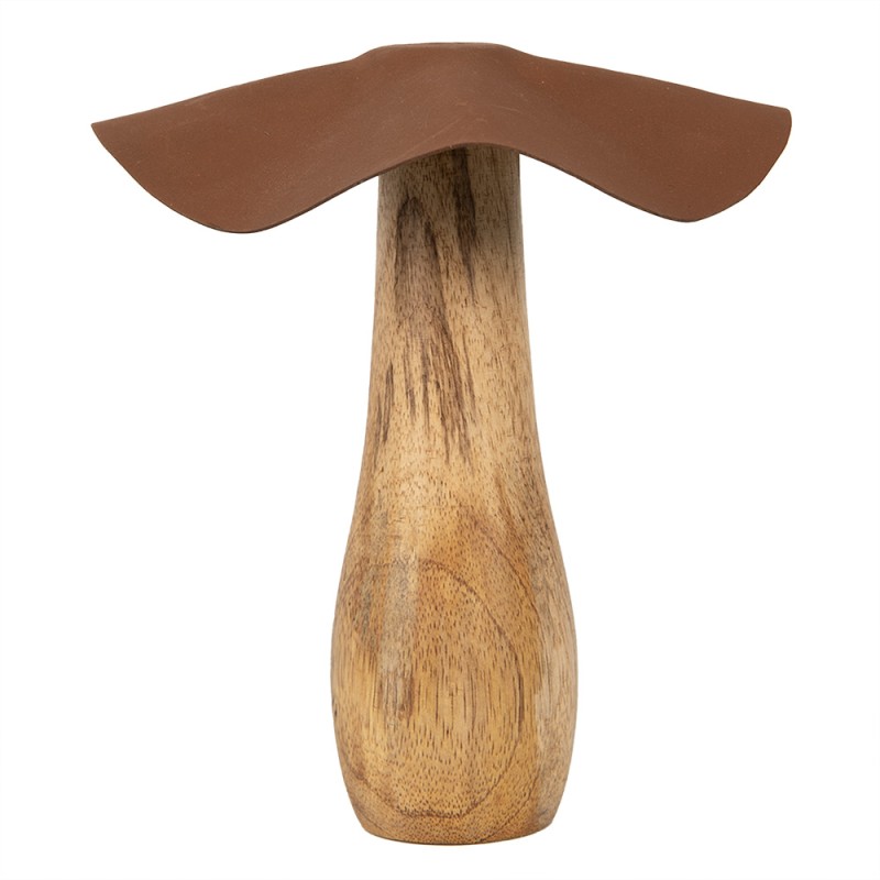 Clayre & Eef Décoration Champignon Ø 16x15 cm Marron Bois Fer