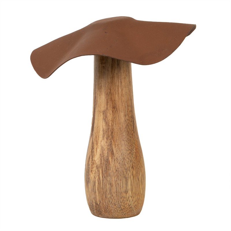 Clayre & Eef Décoration Champignon Ø 13x16 cm Marron Bois Fer