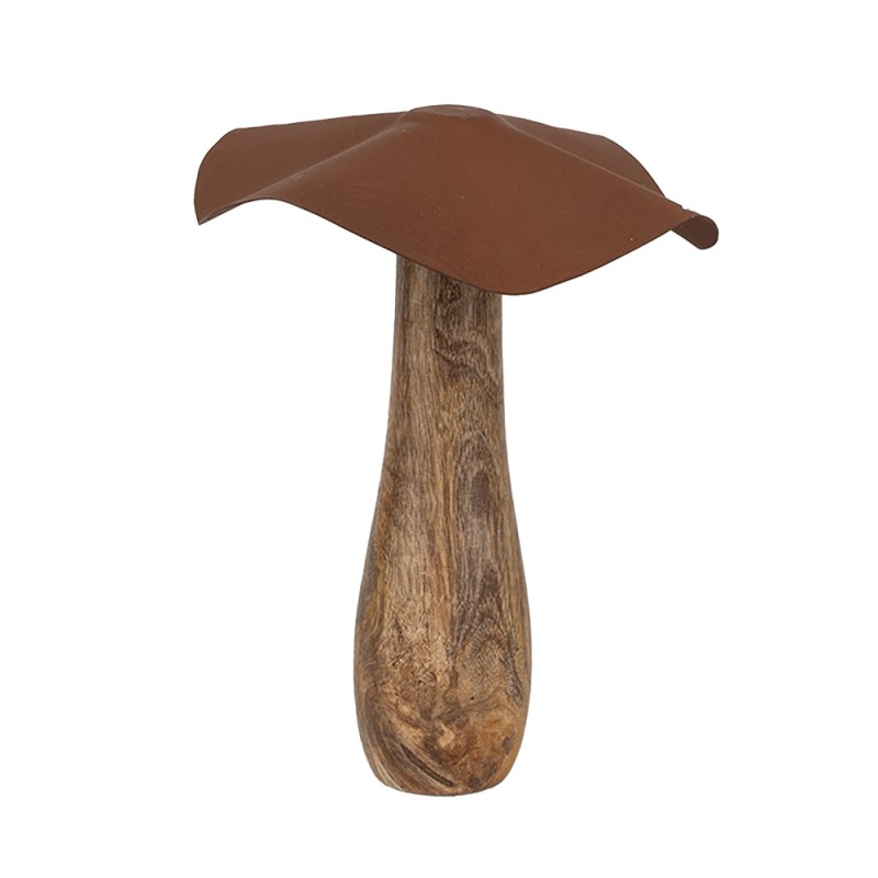 Clayre & Eef Décoration Champignon Ø 20x25 cm Marron Bois Fer