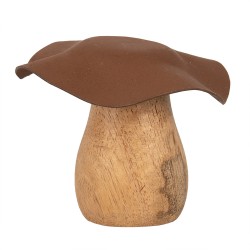 Clayre & Eef Decoration Mushroom Ø 8x7 cm Brown Wood Iron