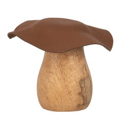 Clayre & Eef Décoration Champignon Ø 8x7 cm Marron Bois Fer