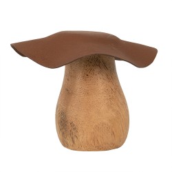 Clayre & Eef Décoration Champignon Ø 8x7 cm Marron Bois Fer