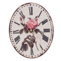 Clayre & Eef Orologio da tavolo 15x18 cm Beige Rosa  Legno  Rotondo Fiori