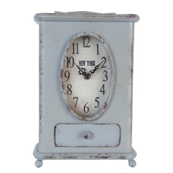 Clayre & Eef Orologio da tavolo 20x13x30 cm Grigio Ferro Ovale Armadio