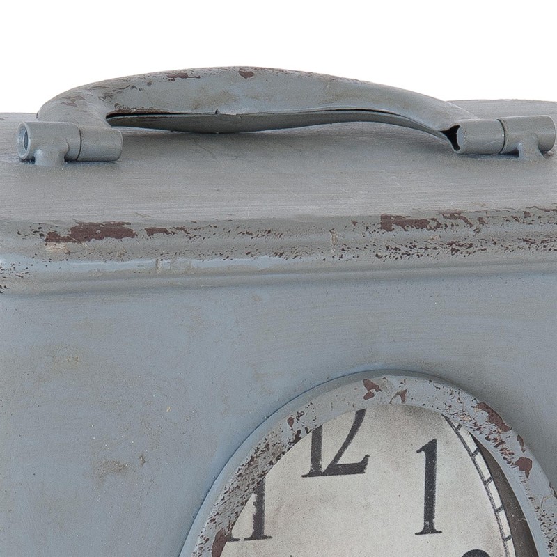 Clayre & Eef Table Clock 20x13x30 cm Grey Iron Oval Cabinet