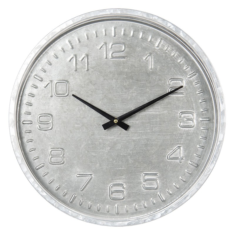 Clayre & Eef Horloge mural Ø 39 cm  Gris Bois Rond