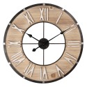 Clayre & Eef Orologio da parete Ø 60 cm Marrone Legno Metallo Rotondo