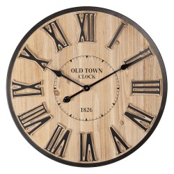 Clayre & Eef Horloge mural Ø 60 cm  Marron Bois Métal Rond