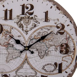 Clayre & Eef Orologio da parete Ø 34 cm Bianco MDF Rotondo Mappa del mondo