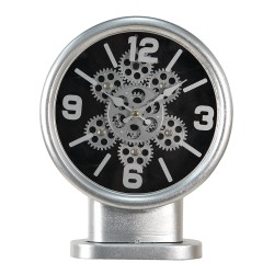 Clayre & Eef Orologio da tavolo 24x8x30 cm Color argento MDF Ferro Rotondo