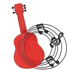 Clayre & Eef Wall Clock Guitar 28x22 cm Red Metal Glass