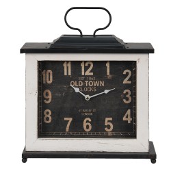 Clayre & Eef Orologio da tavolo 36x10x32 cm Nero Bianco  Legno Ferro Old town