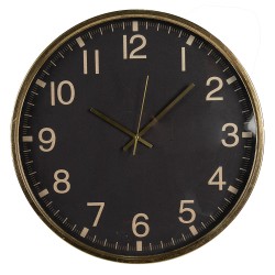 Clayre & Eef Wanduhr Ø 50 cm Schwarz MDF Glas