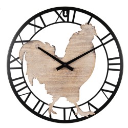 Clayre & Eef Orologio da parete Ø 50 cm Marrone Nero  MDF Ferro Pollo