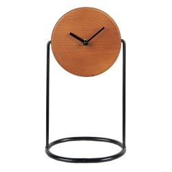 Clayre & Eef Table Clock 28 cm Brown Black Wood Iron