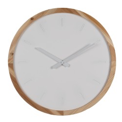 Clayre & Eef Horloge mural Ø 50 cm Blanc Marron Bois