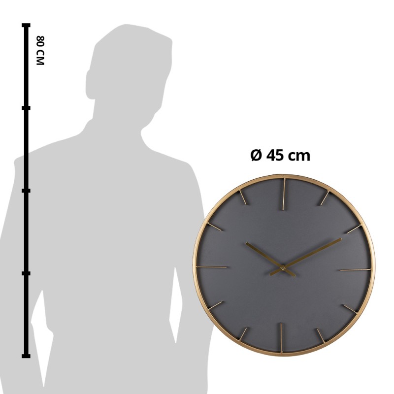 Clayre & Eef Wall Clock Ø 45 cm Grey Wood Iron