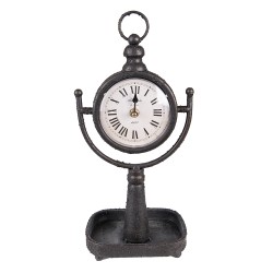 Clayre & Eef Table Clock 15x11x34 cm Black Metal