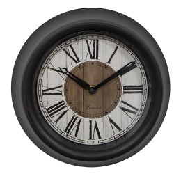 Clayre & Eef Wall Clock Ø 23x5 cm Brown Beige Plastic Glass London