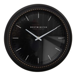 Clayre & Eef Orologio da parete Ø 28x5 cm Nero Plastica Vetro Westminster clock company