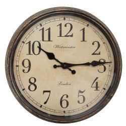 Clayre & Eef Horloge mural Ø 30x4 cm Marron Plastique Verre Westminster Clock Company London