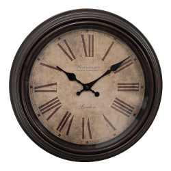 Clayre & Eef Horloge mural Ø 29x5 cm Marron Plastique Verre Westminster Clock Company London