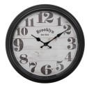 Clayre & Eef Horloge mural Ø 40x7 cm Noir Beige Plastique Verre Brooklyn New York