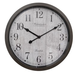 Clayre & Eef Orologio da parete Ø 40x4 cm Marrone Grigio Plastica Vetro Westminster Clock Company London