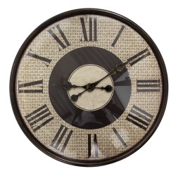 Clayre & Eef Wanduhr Ø 50x6 cm Braun Beige Kunststoff Glas