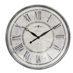 Clayre & Eef Horloge mural Ø 50x6 cm Gris Beige Plastique Verre Hotel Lelouver Paris depuis 1898